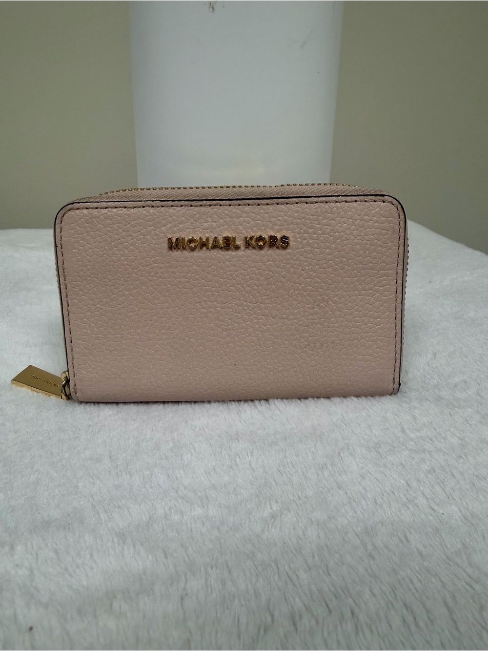 Michael Kors Blush Pebbled Leather Zip Wallet
